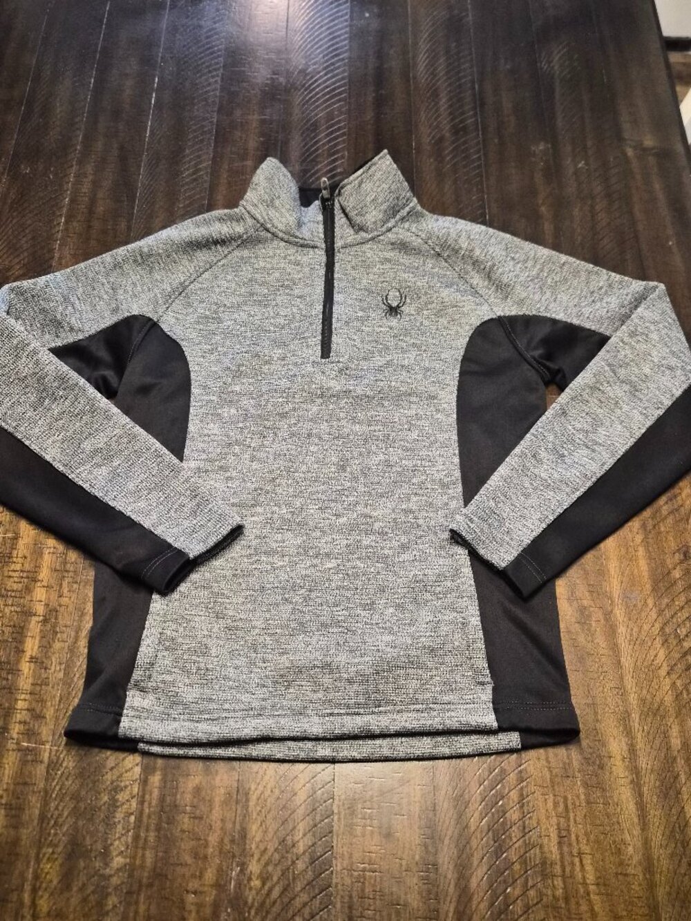 Spyder Sweater Mens Medium Gray Core Knit 1/4 Zip Mock Neck Ski Pullover G151